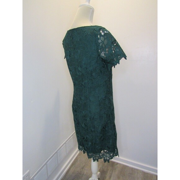 Ann Taylor Factory Womens Shift Dress Green Floral Lace Short Sleeve Size 2 NWT - Picture 10 of 16